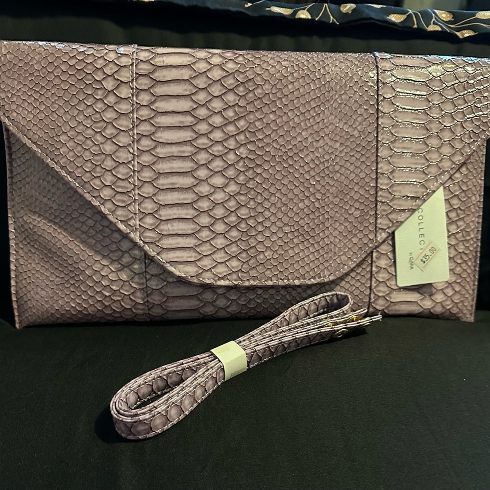 Elegant Purple Snakeskin Clutch